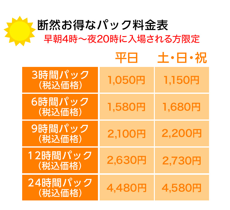 断然お得なパック料金表