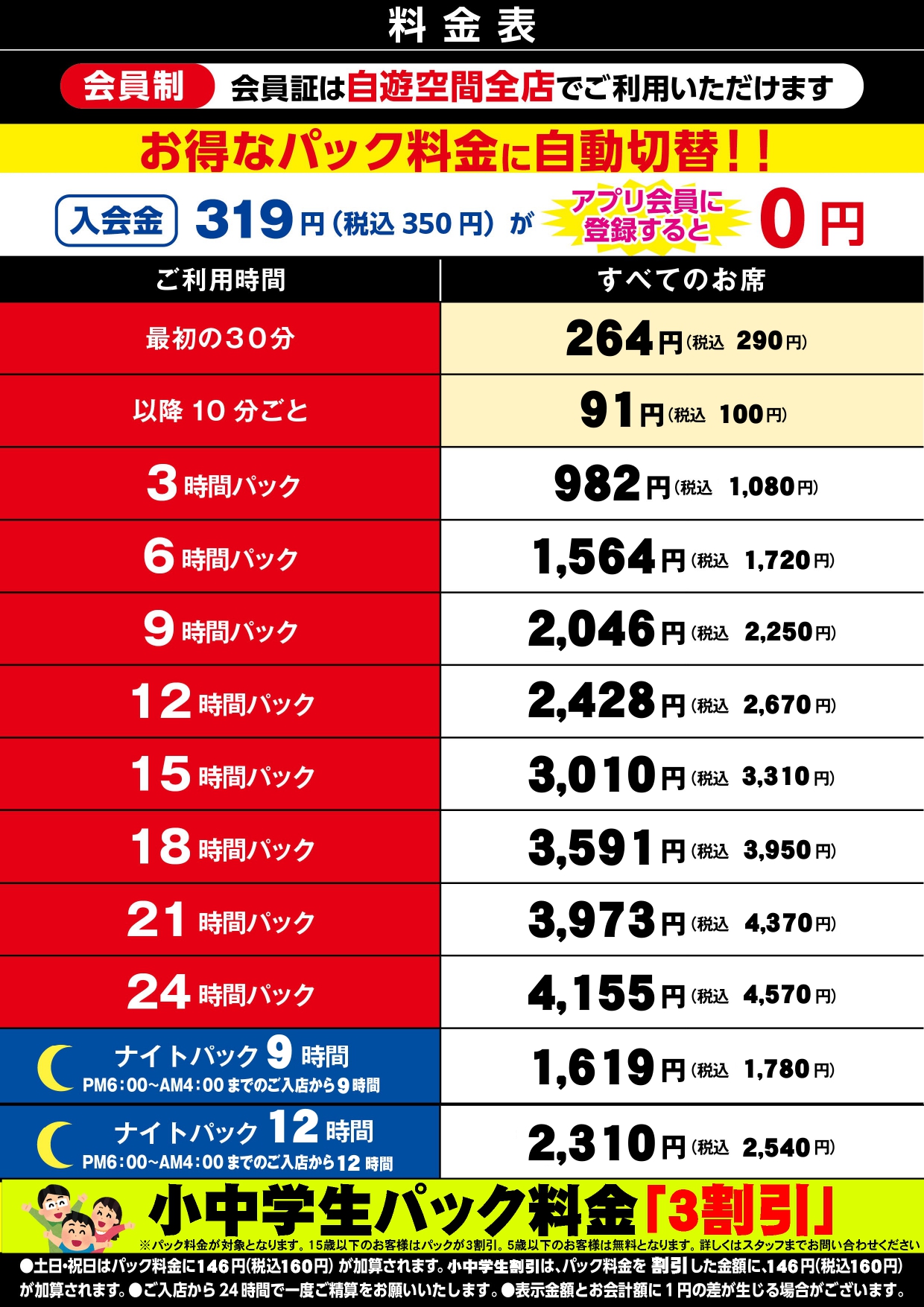 自動パックシステム導入お客様に一番お得な料金でたのしめます